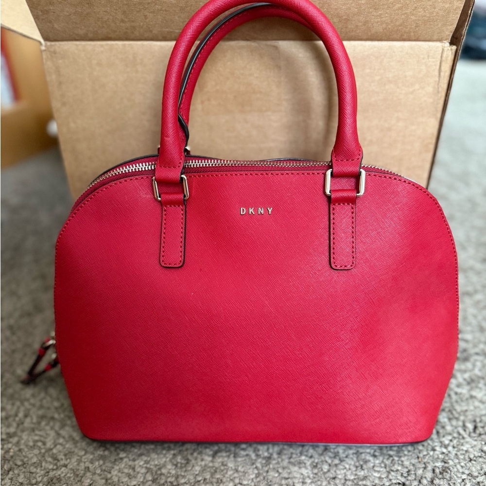 DKNY NWT Red Satchel with Silver Accents